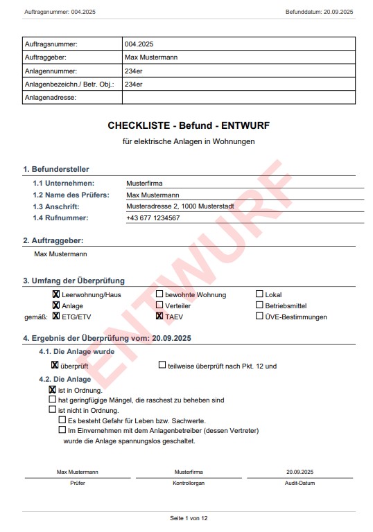 PDF Beispiel - Professioneller Elektrobefund